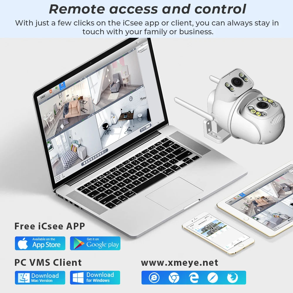 8MP 4K PTZ Wifi Camera Dual Lens with Dual Screen Ai Human iCSee App