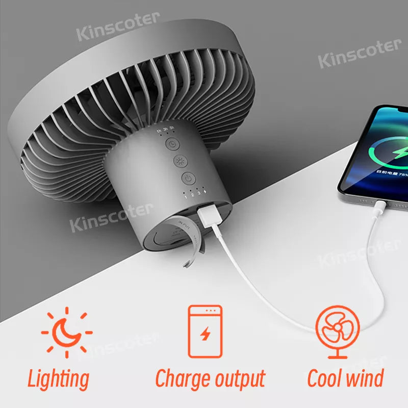 LED Camping Rechargeable Wireless Portable Fan