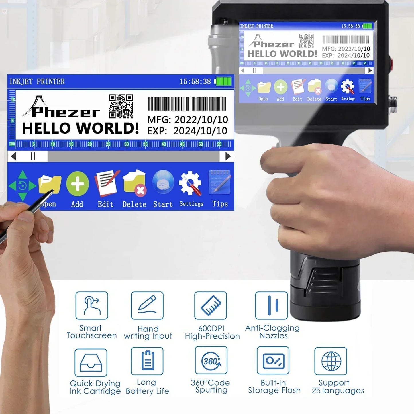 Phezer P15 12.7mm Label/QR/Batch Printer