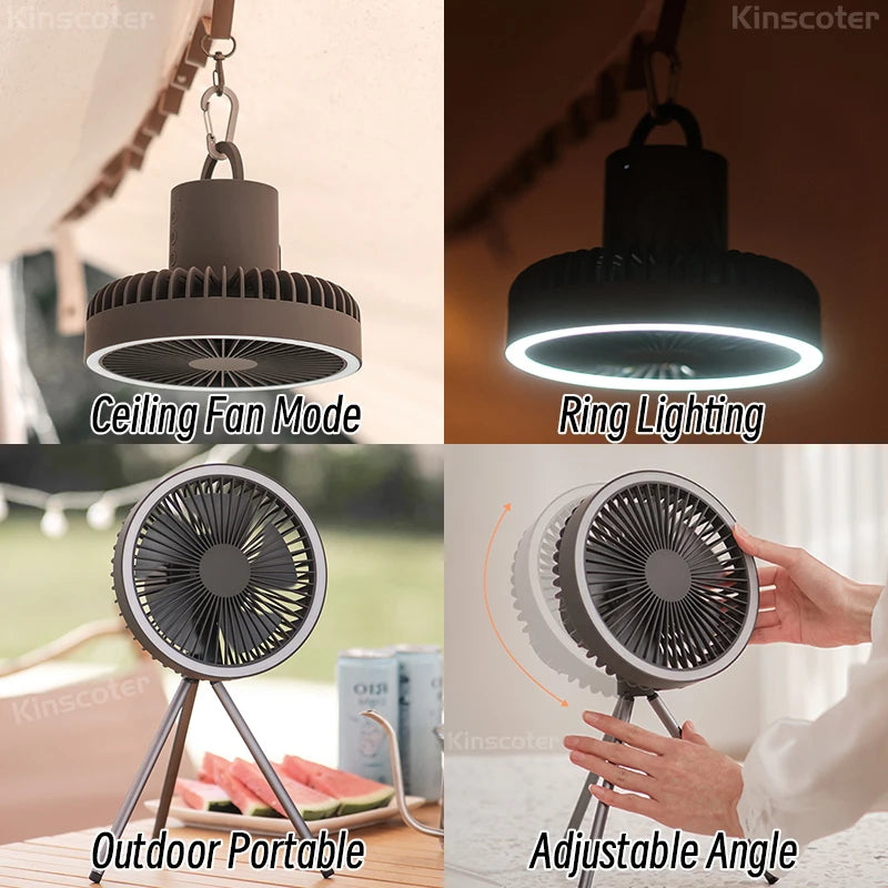 LED Camping Rechargeable Wireless Portable Fan