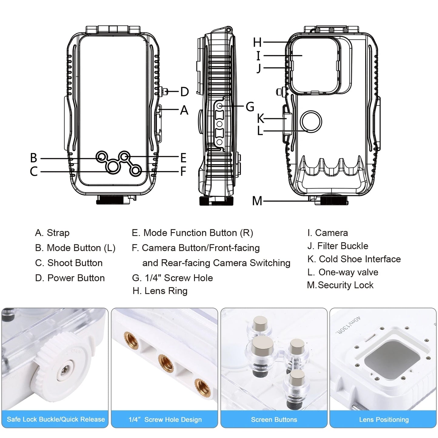 PULUZ 40m/130ft Waterproof Diving Case for all iPhones Pro Max / Plus