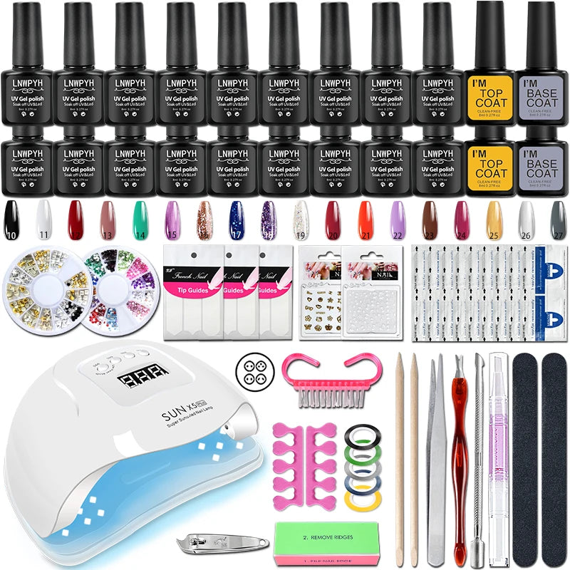 Manicure Set 8ML Gel Nail Polish Kit With LED Nail Lamp