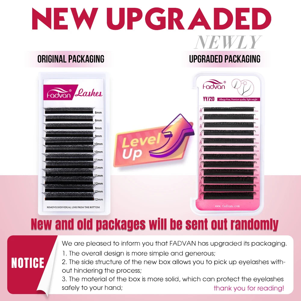 FADVAN Natural Soft YY Shape Lashes 2D/3D 0.07 Faux Mink C/D/L 8-15mm