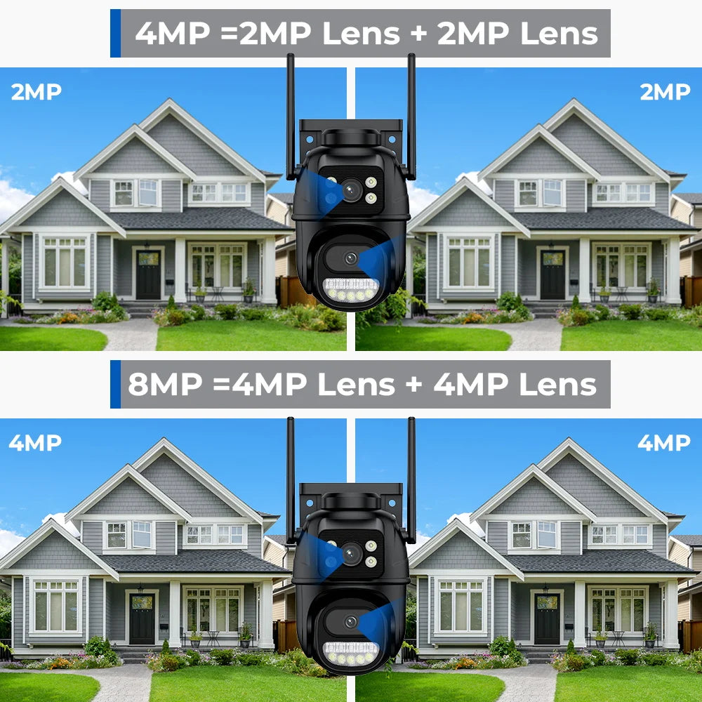 8MP 4K PTZ Camera Dual Lens/Screen Ai Human Detect iCSee App