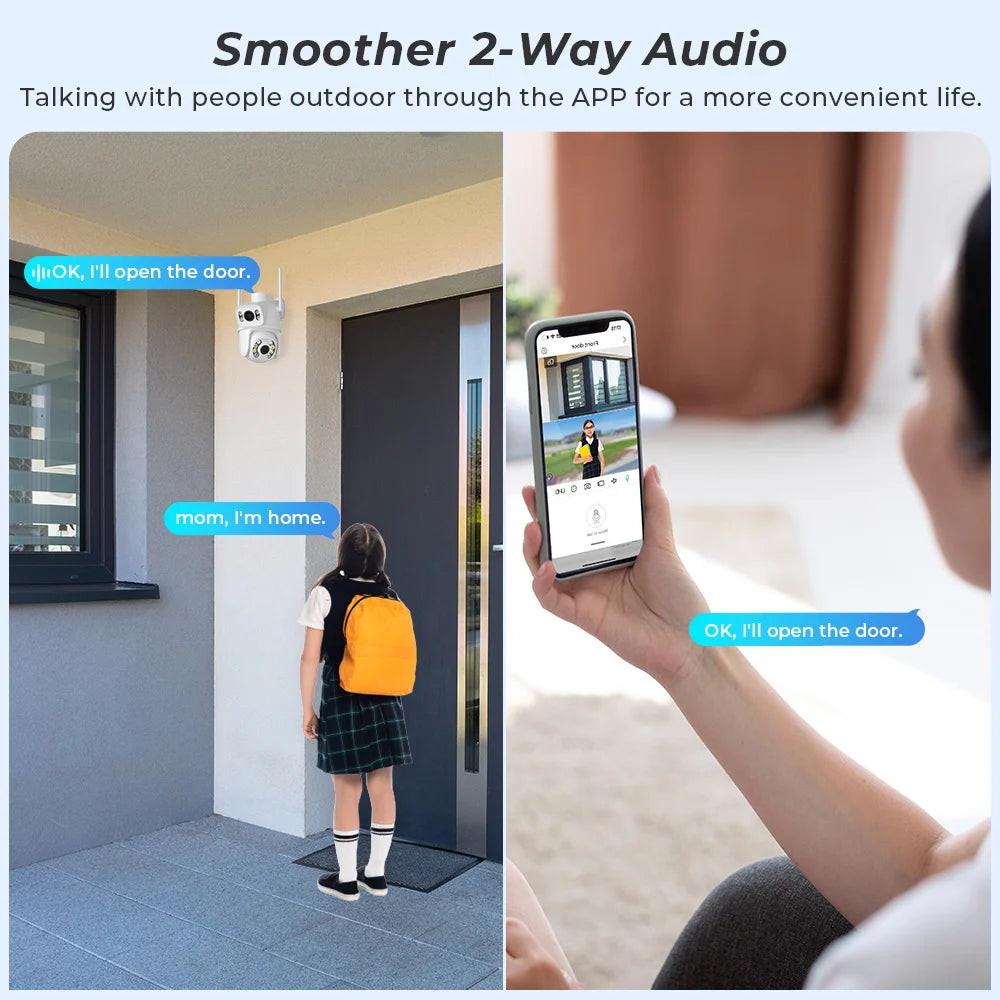 8MP 4K PTZ Wifi Camera Dual Lens with Dual Screen Ai Human iCSee App