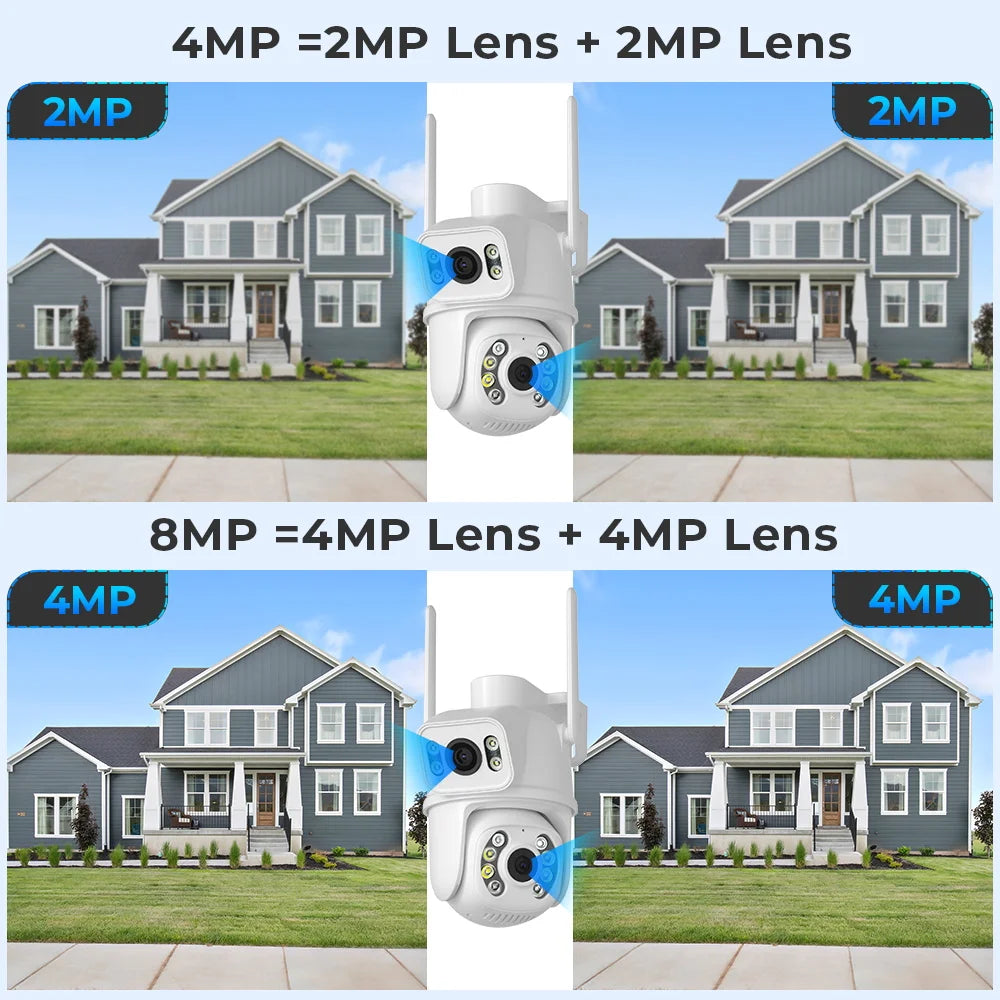 8MP 4K PTZ Wifi Camera Dual Lens with Dual Screen Ai Human iCSee App