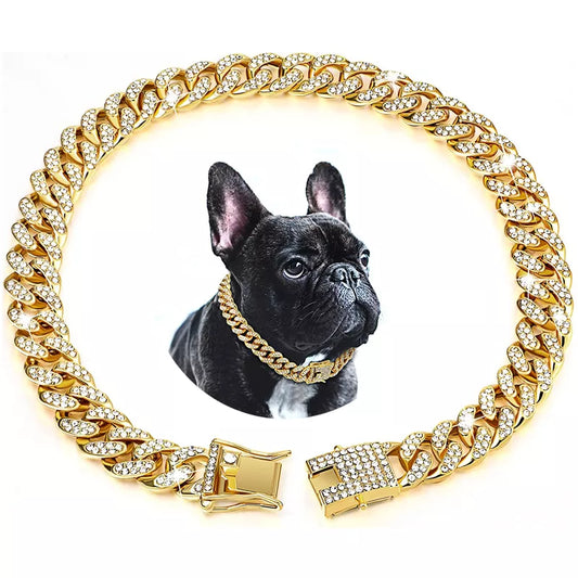Luxury Gold Chain Collar for Small Medium Large Dogs Cats