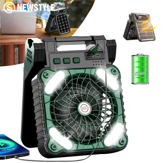 LED Solar Foldable Camping 4 Speed Light & Fan  Portable