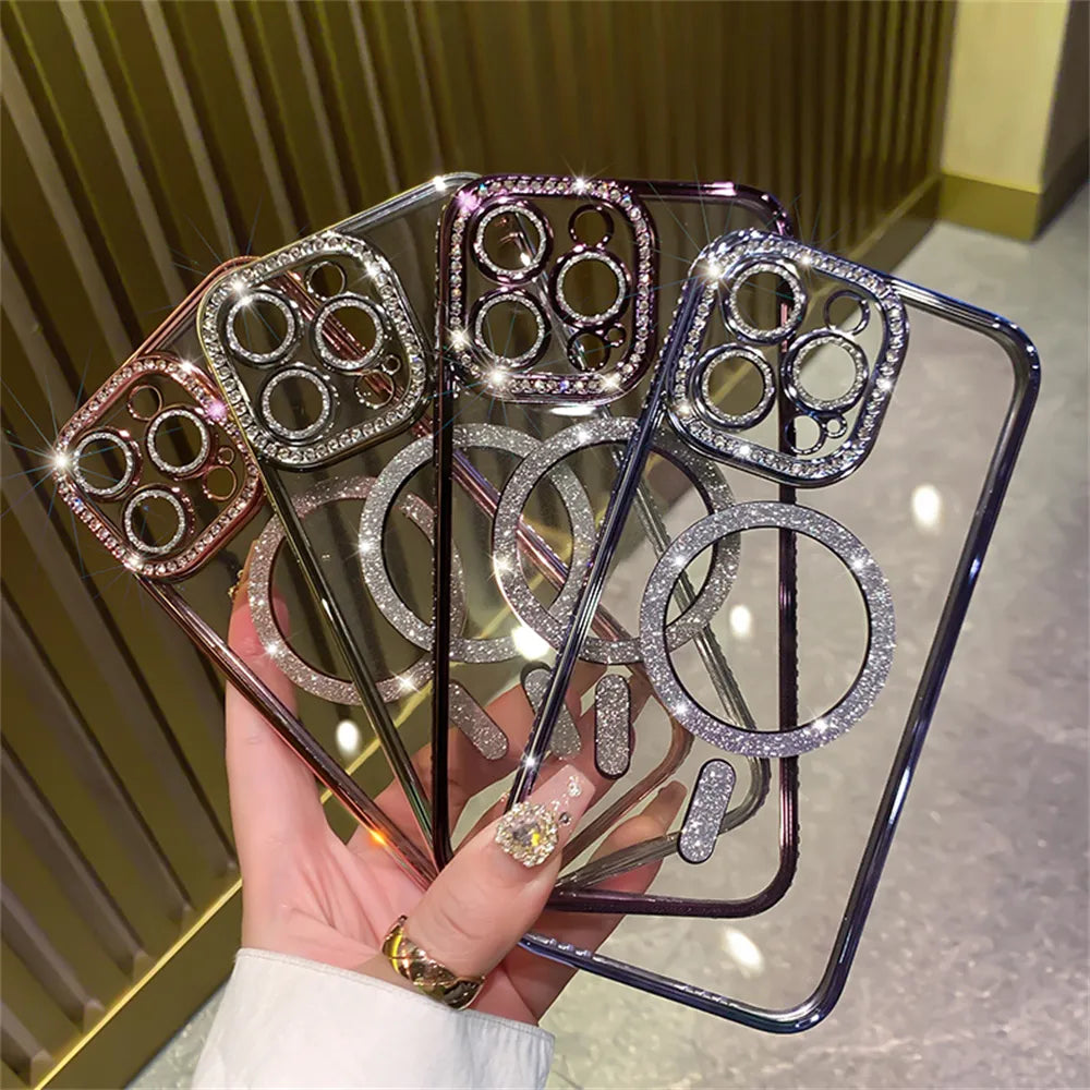 Luxury Diamond Glitter Magnetic Charging Silicone Soft Case Cover
