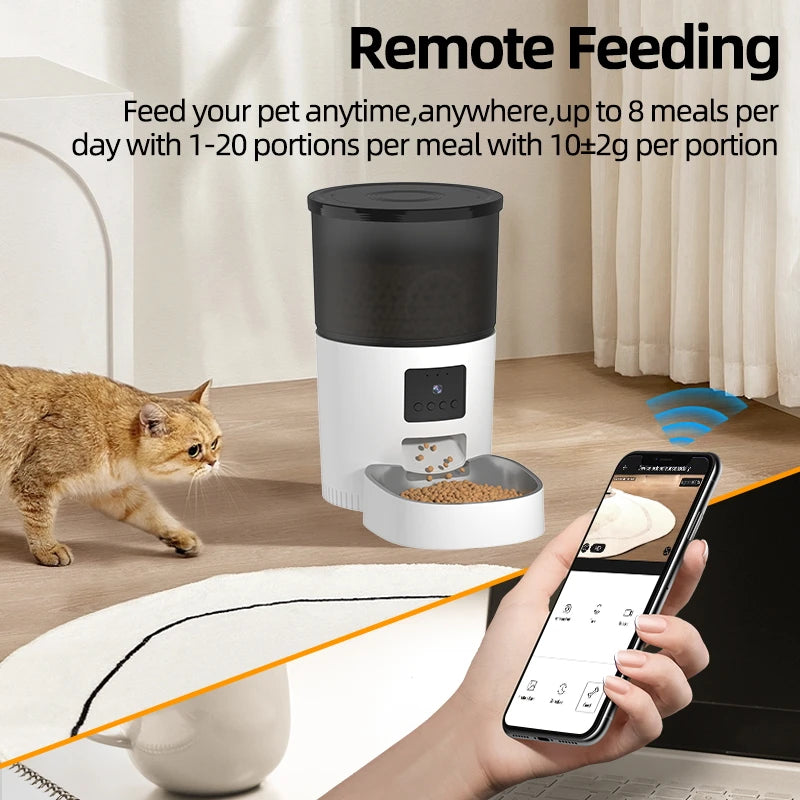 ROJECO pet Dispenser Feeder With Camera Video Smart Voice Recorder Remote Control