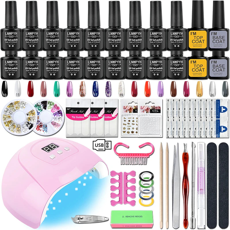 Manicure Set 8ML Gel Nail Polish Kit With LED Nail Lamp