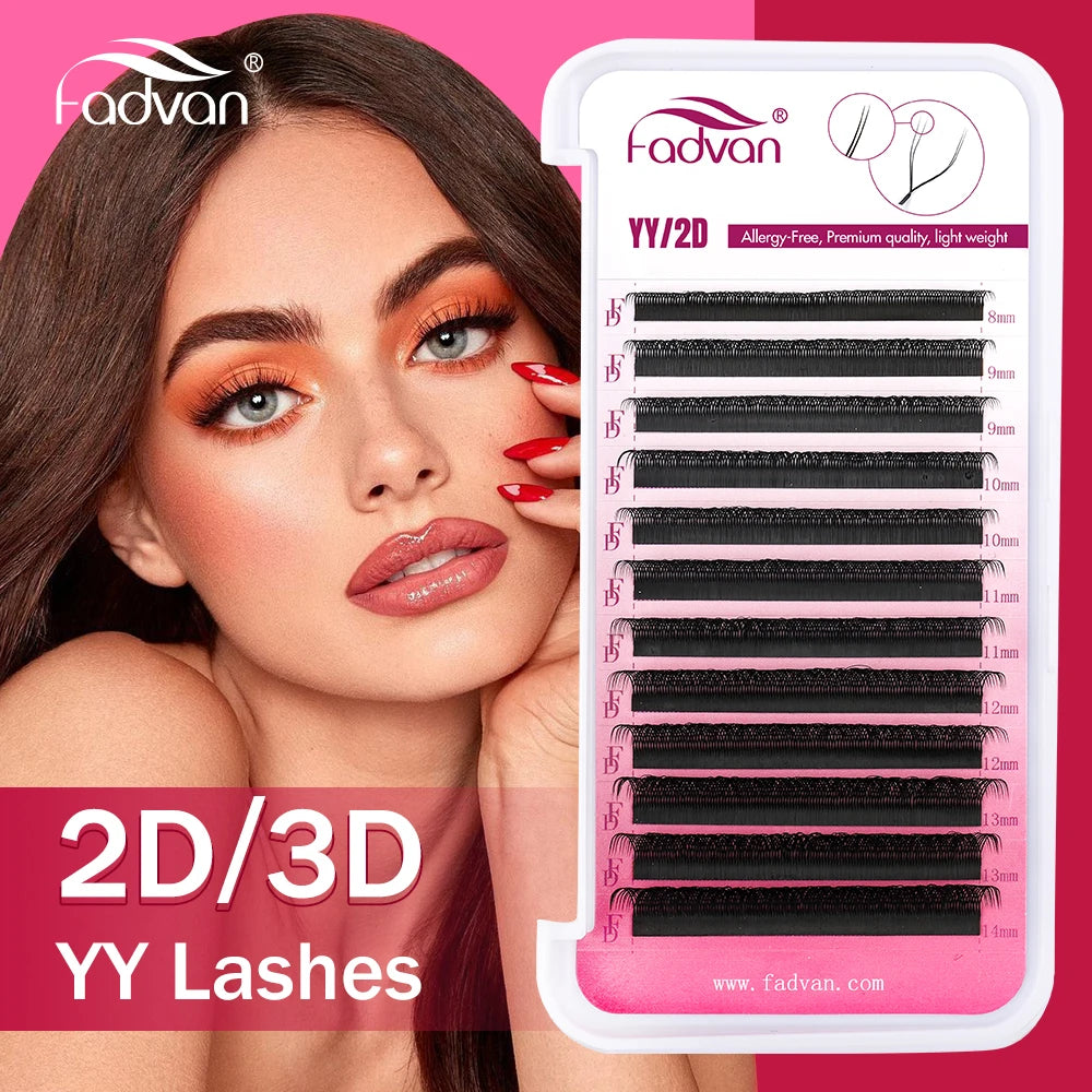 FADVAN Natural Soft YY Shape Lashes 2D/3D 0.07 Faux Mink C/D/L 8-15mm