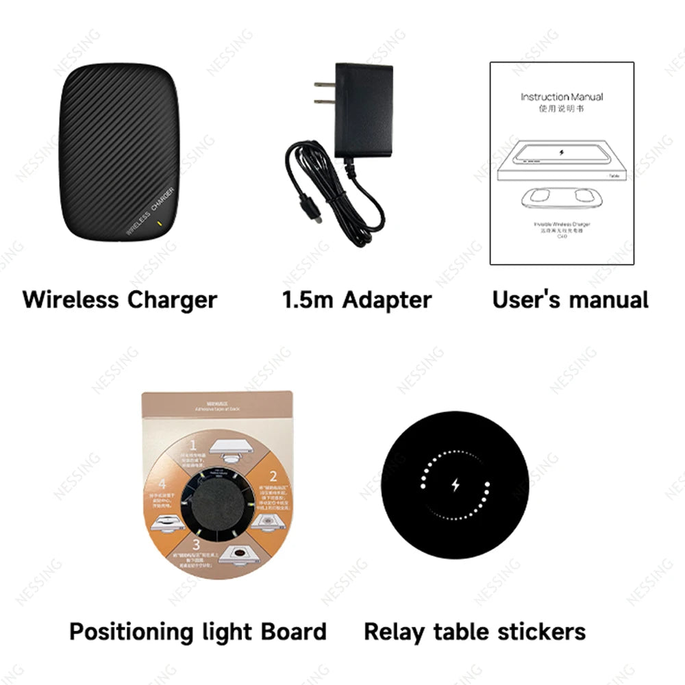 Hidden 40MM Long Distance Wireless desktop Fast Charger