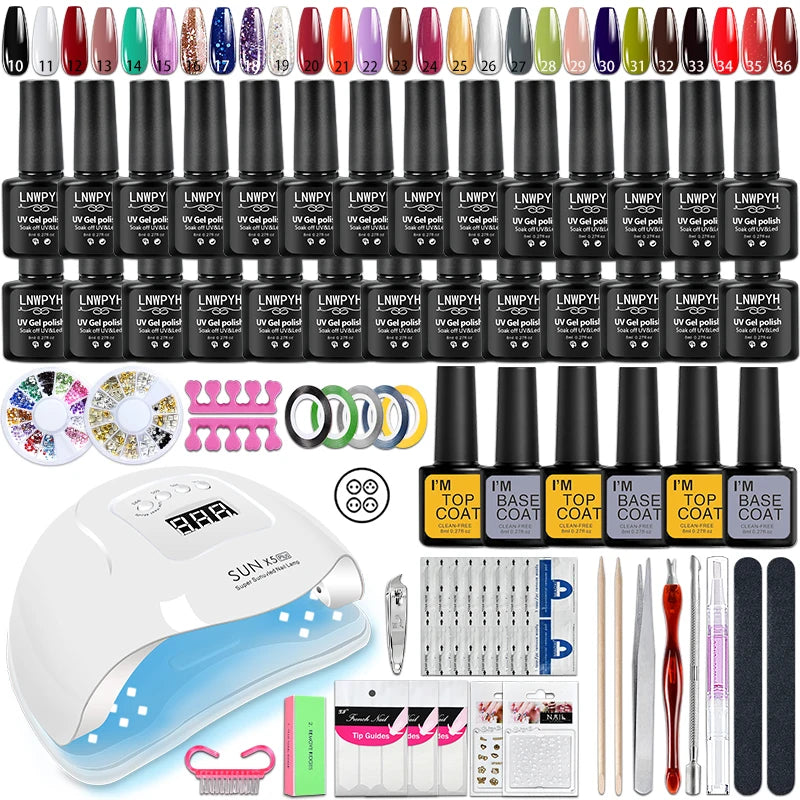 Manicure Set 8ML Gel Nail Polish Kit With LED Nail Lamp