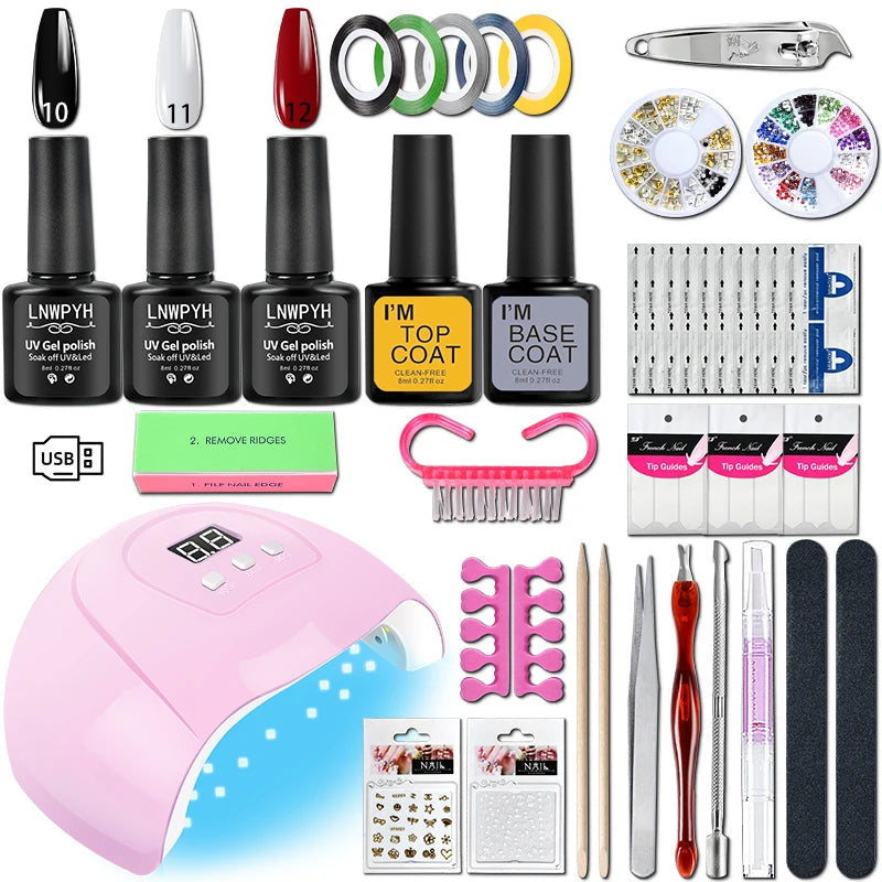 Manicure Set 8ML Gel Nail Polish Kit With LED Nail Lamp