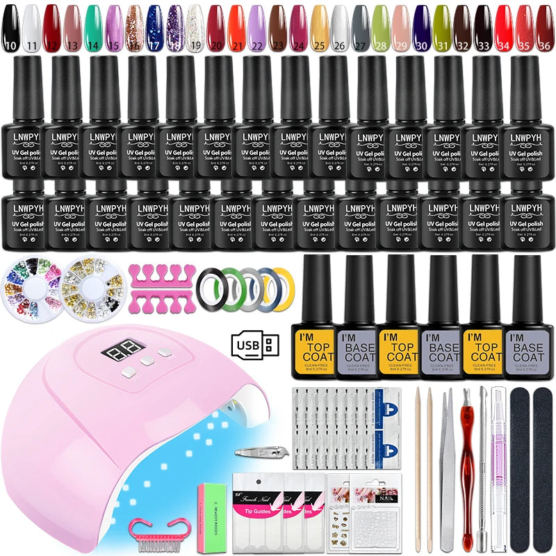 Manicure Set 8ML Gel Nail Polish Kit With LED Nail Lamp