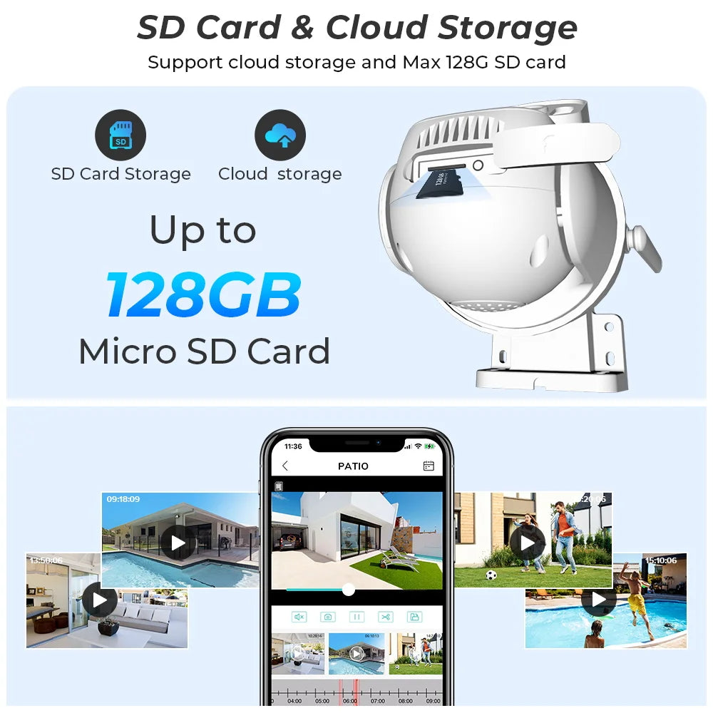 8MP 4K PTZ Wifi Camera Dual Lens with Dual Screen Ai Human iCSee App