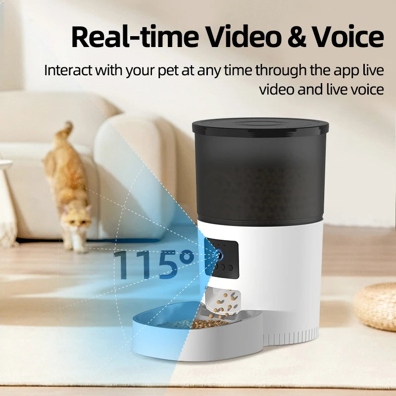 ROJECO pet Dispenser Feeder With Camera Video Smart Voice Recorder Remote Control