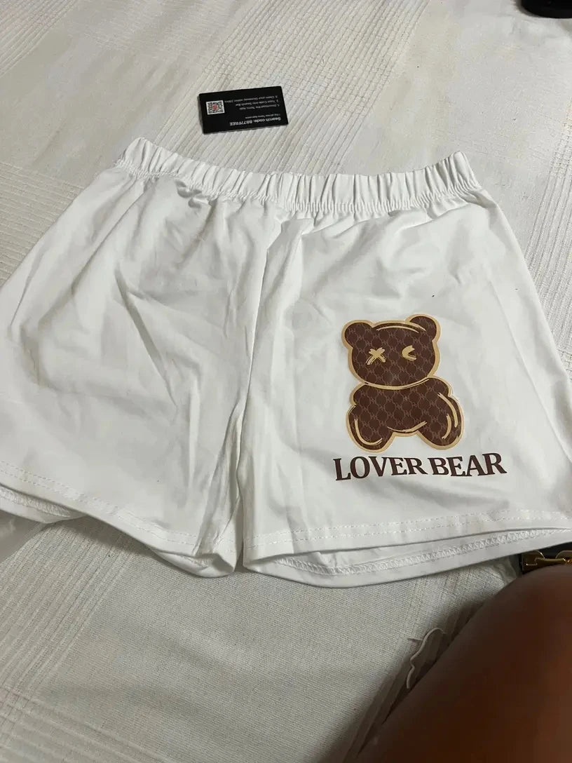 Lover Bear Two Piece Set Comfortable T-shirt & Slim Shots