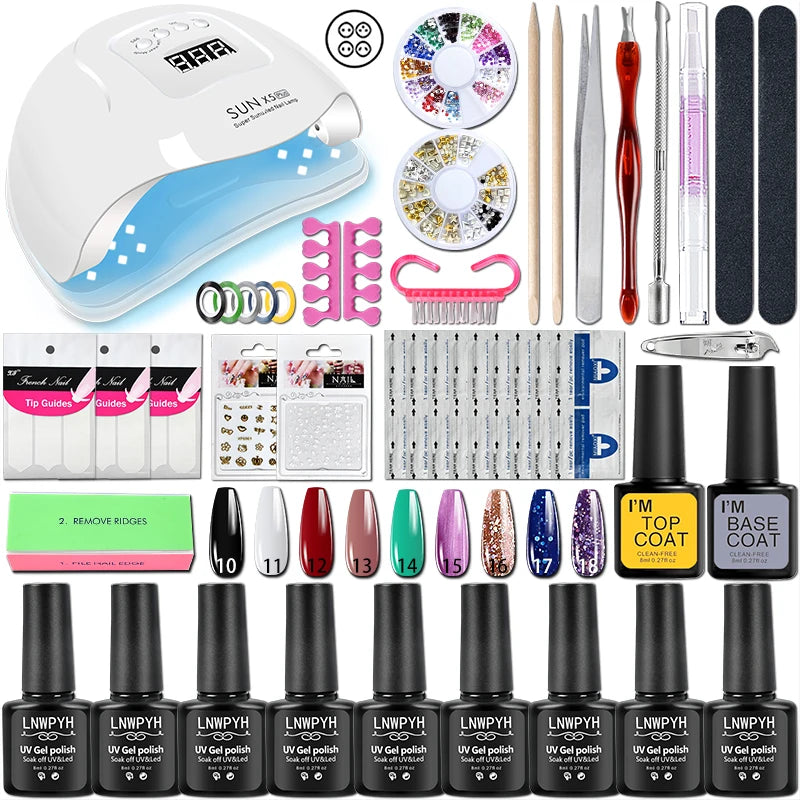 Manicure Set 8ML Gel Nail Polish Kit With LED Nail Lamp