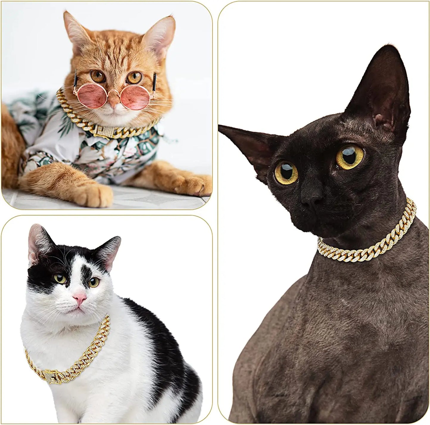 Luxury Gold Chain Collar for Small Medium Large Dogs Cats